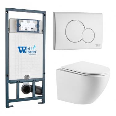 Комплект Weltwasser 10000011438 подвесной унитаз Merzbach 043 MT-WT + инсталляция Marberg 507 + кнопка MAR 507 RD GL-WT