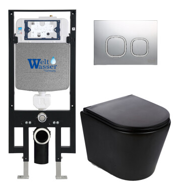 Унитаз с инсталляцией WeltWasser AMBERG 497 + SALZBACH 043 MT-BL + AMBERG RD-CR