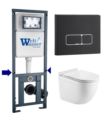Унитаз с инсталляцией WeltWasser MARBERG 410 + HEIMBACH 043 GL-WT + MAR 410 SE MT-BL