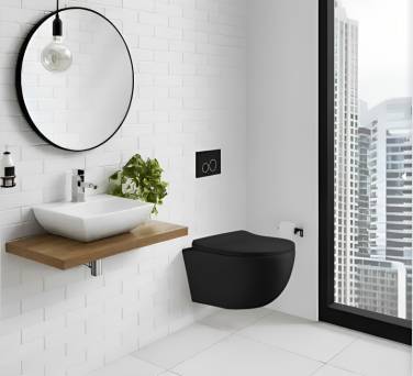 Ceruttispa ORLTER Aria MBF подвесной безободковый, черный матовый, сиденье дюропласт быстросъемное с микролифтом CT10017 (485х360х360)