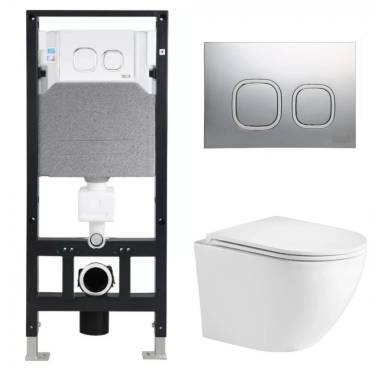 Комплект Weltwasser 10000011303 подвесной унитаз Merzbach 043 GL-WT + инсталляция Amberg 506 + кнопка Amberg RD-CR