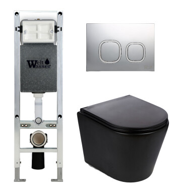 Унитаз с инсталляцией WeltWasser AMBERG 350 ST + SALZBACH 043 MT-BL + AMBERG RD-MT CR