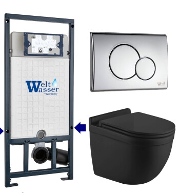 Унитаз с инсталляцией WeltWasser MARBERG 507 + HEIMBACH 043 MT-BL + MAR 507 RD-CR