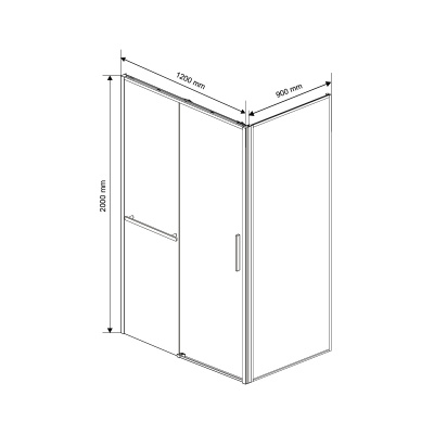 Vincea Slim Soft VSR-1SS9012CLGM, 1200*900, вороненая сталь, стекло прозрачное