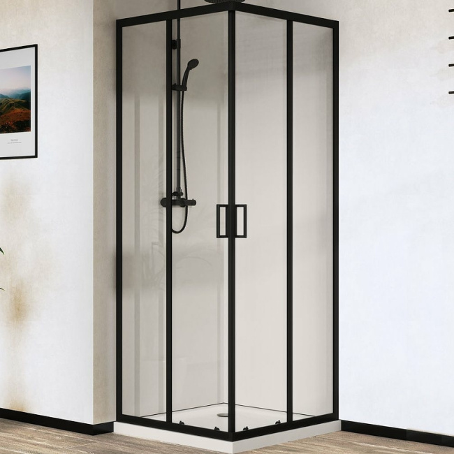 Vincea City 90х90 VSS-5CT900CLB профиль Черный стекло прозрачное без поддона