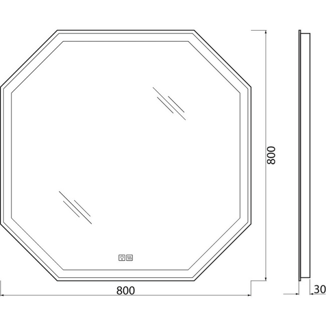 BelBagno 80 SPC-OTT-800-800-LED-TCH-WARM с подсветкой с подогревом с сенсорным выключателем
