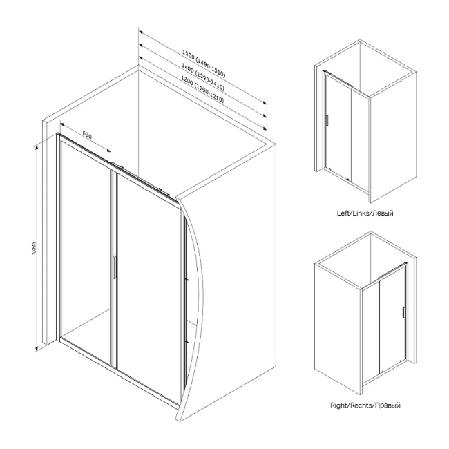 AM.PM Gem 120 W90G-120-1-195BG профиль Черный матовый стекло тонированное-прозрачное