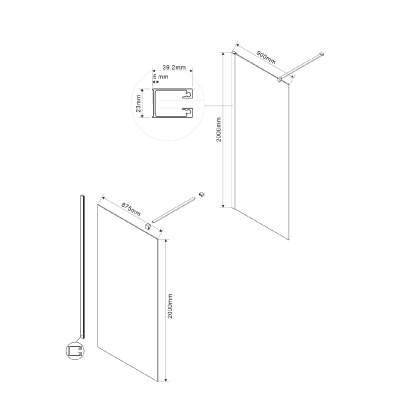 Vincea Walk-In VSW-1H900CL, 900x2000, хром, стекло прозрачное