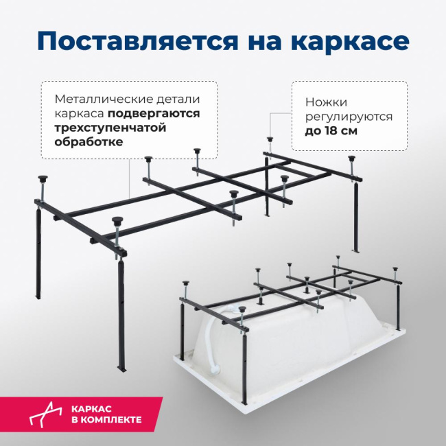 Aquanet Vega 190x100 (с каркасом)