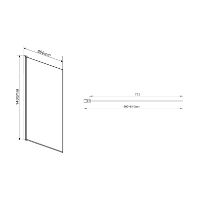 Vincea VSB-11800CL, 800*1400, хром, стекло прозрачное