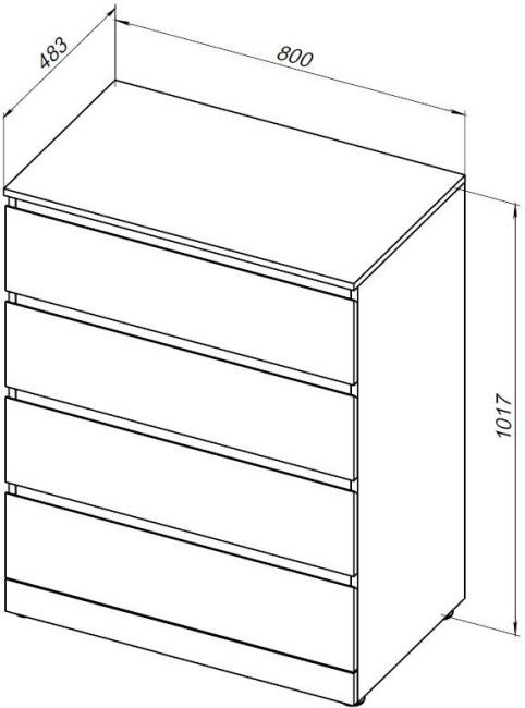 Aquanet Сканди 800x480 Дуб эдгрейн (4 ящика)