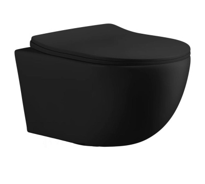 Ceruttispa ORLTER Aria MBF подвесной безободковый, черный матовый, сиденье дюропласт быстросъемное с микролифтом CT10017 (485х360х360)