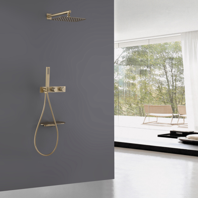 ABBER Rund AF8750G скрытого монтажа с изливом, термостат, золото матовое