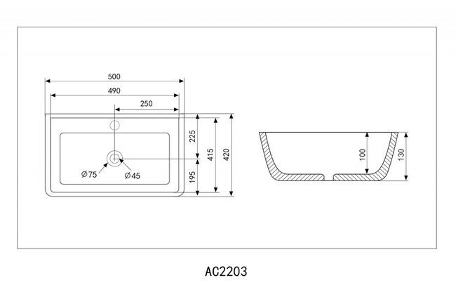 ABBER Rechteck AC2203MB черная матовая