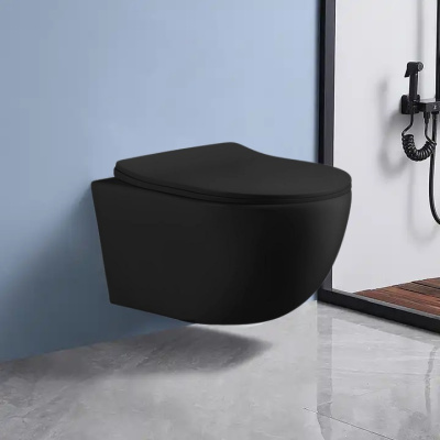 Ceruttispa ORLTER Aria MBF подвесной безободковый, черный матовый, сиденье дюропласт быстросъемное с микролифтом CT10017 (485х360х360)