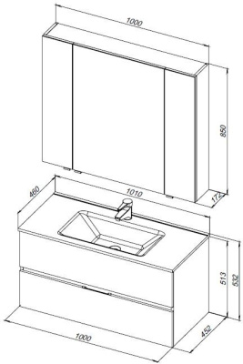 Aquanet Алвита New 100 2 ящика, белый матовый