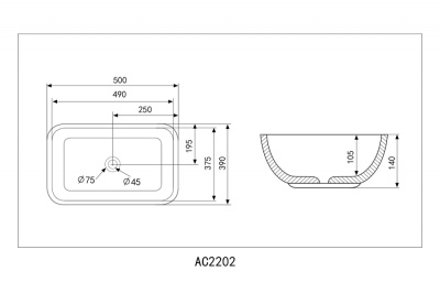 ABBER Rechteck AC2202MG серая матовая