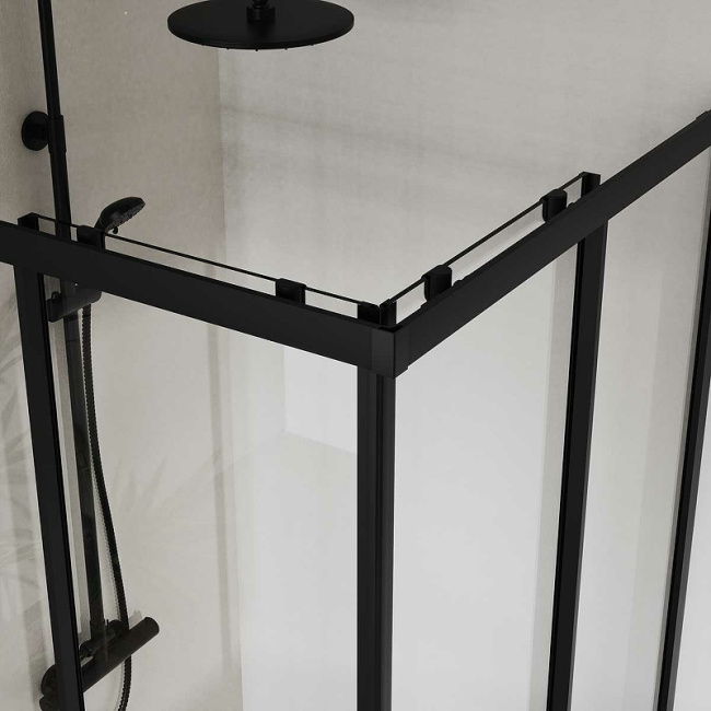 Vincea City 90х90 VSS-5CT900CLB профиль Черный стекло прозрачное без поддона