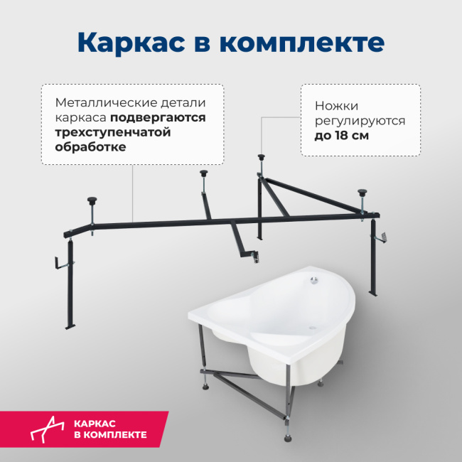 Aquanet Mayorca 150x100 L (с каркасом)