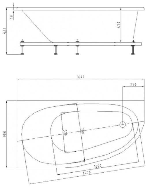 АКВАТЕК Дива 160x90 левая
