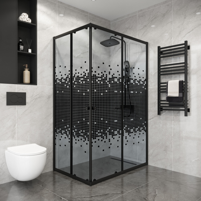 Niagara Eco NG-1018-14QBLACK (100х80х190) прямоугольник,раздвижное,черный,стекло мозаика,1 место, без поддона в комплекте