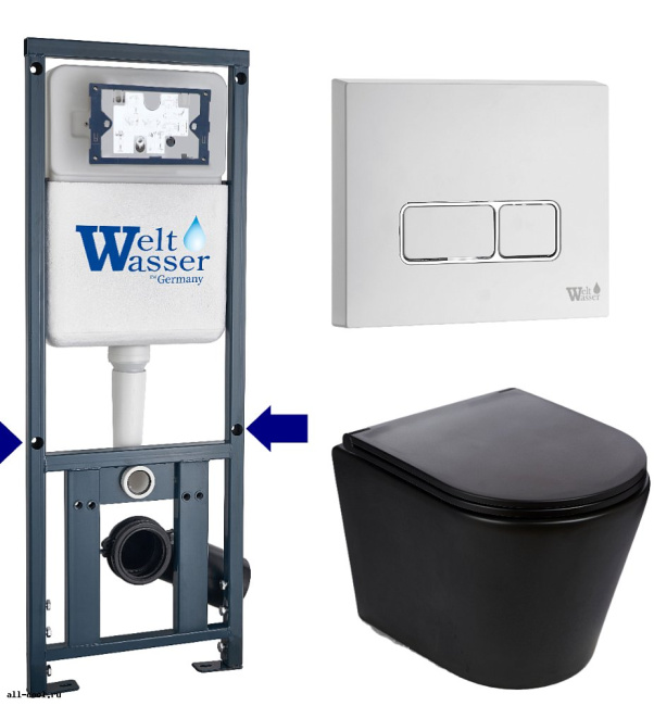 Унитаз с инсталляцией WeltWasser MARBERG 410 + SALZBACH 043 MT-BL + MAR 410 SE GL-WT