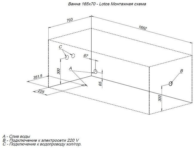 Aquanet Lotos 165x70 (с каркасом)